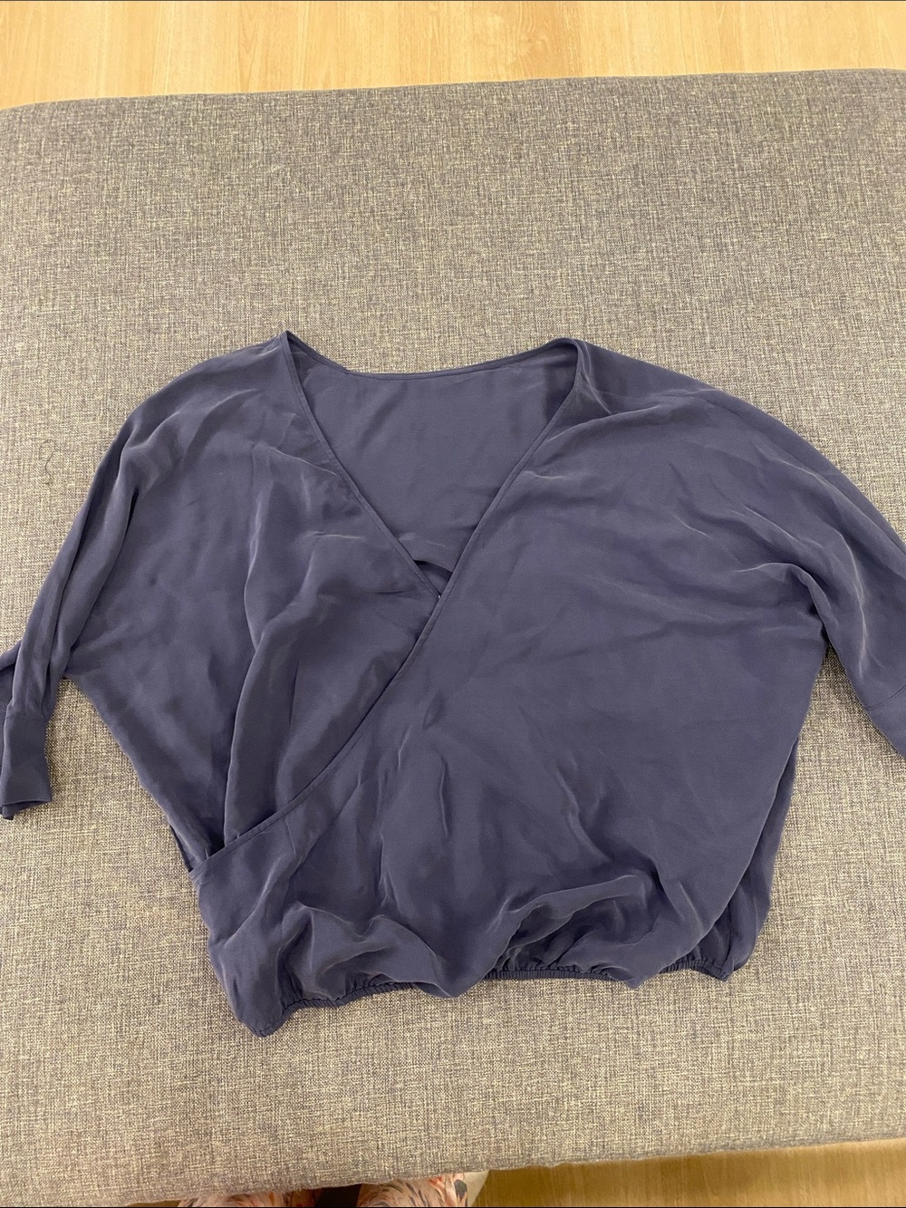 Joie Navy Wrap Blouse with Elastic Hem